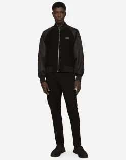 Nylon and wool jacket with branded tag