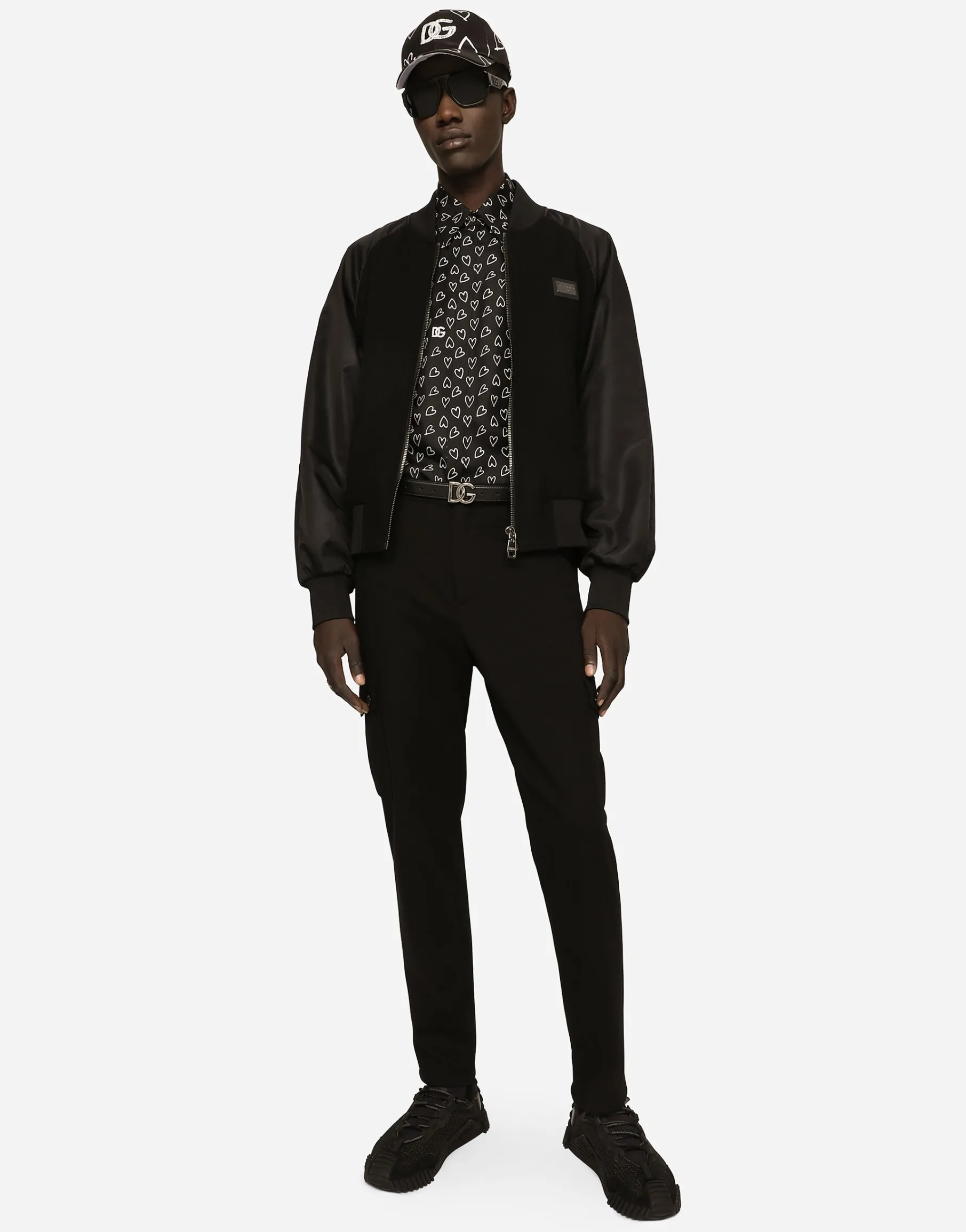 Nylon and wool jacket with branded tag