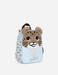 Nylon backpack with all-over logo print