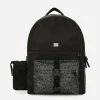 Nylon backpack with jacquard logo details