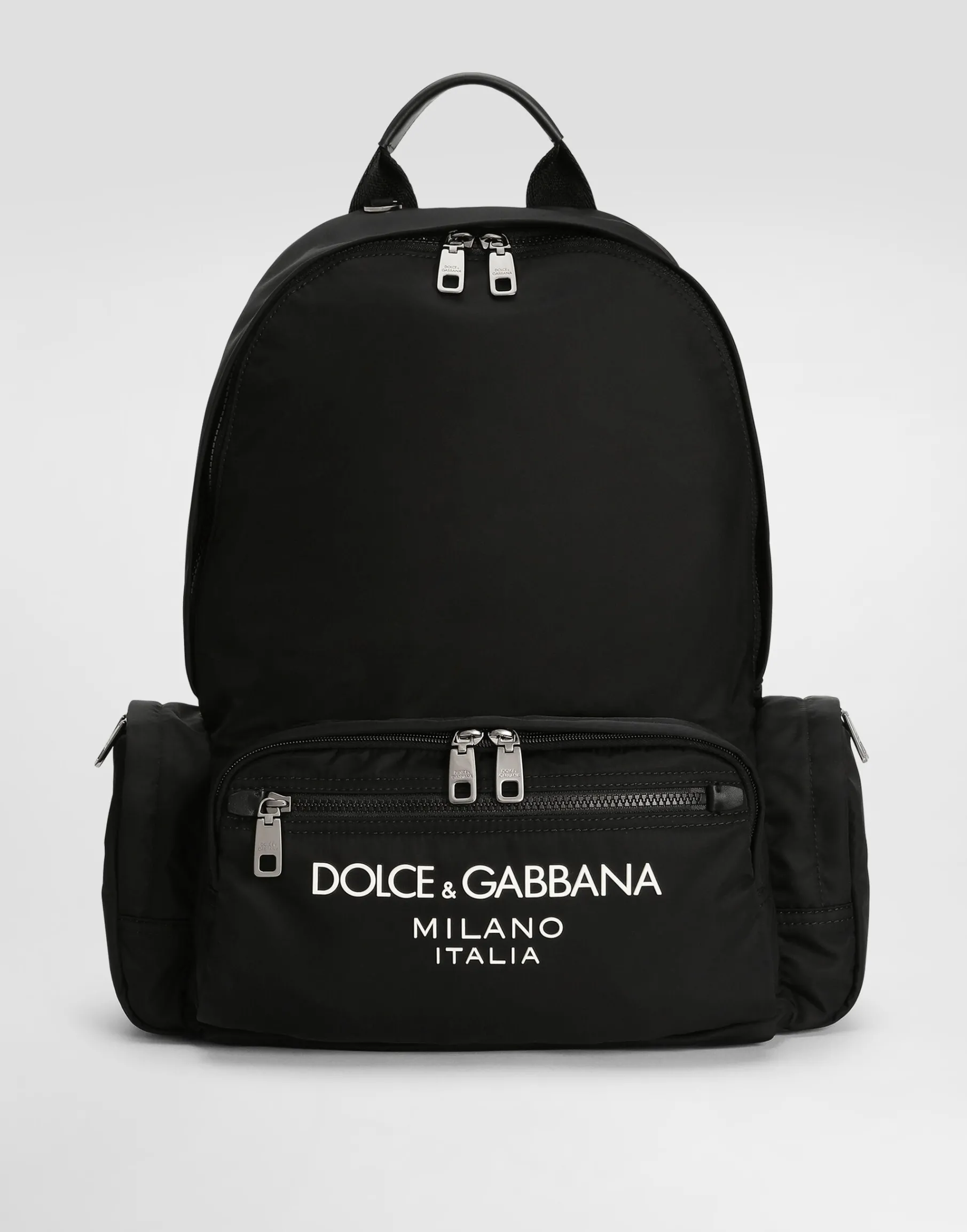 Nylon backpack with rubberized logo