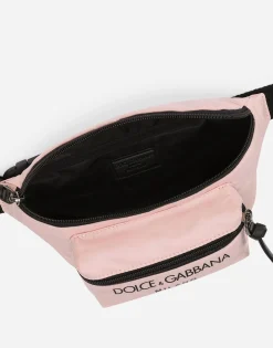 Nylon belt bag with logo print
