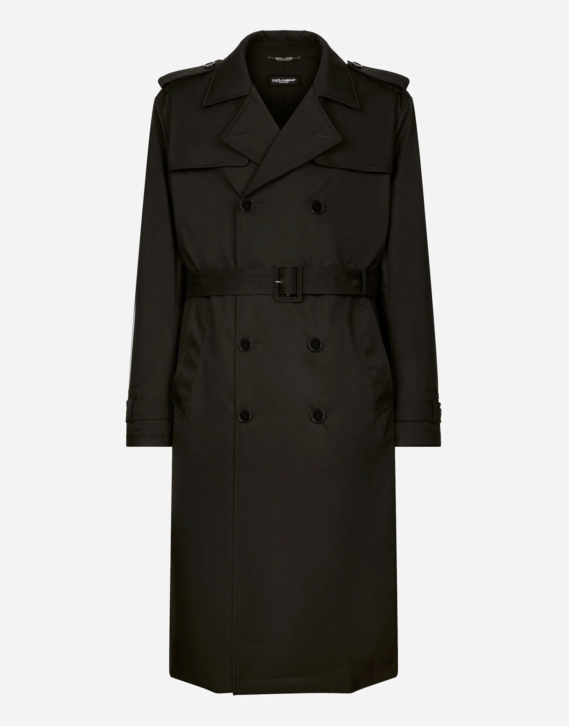 Nylon double-breasted trench coat