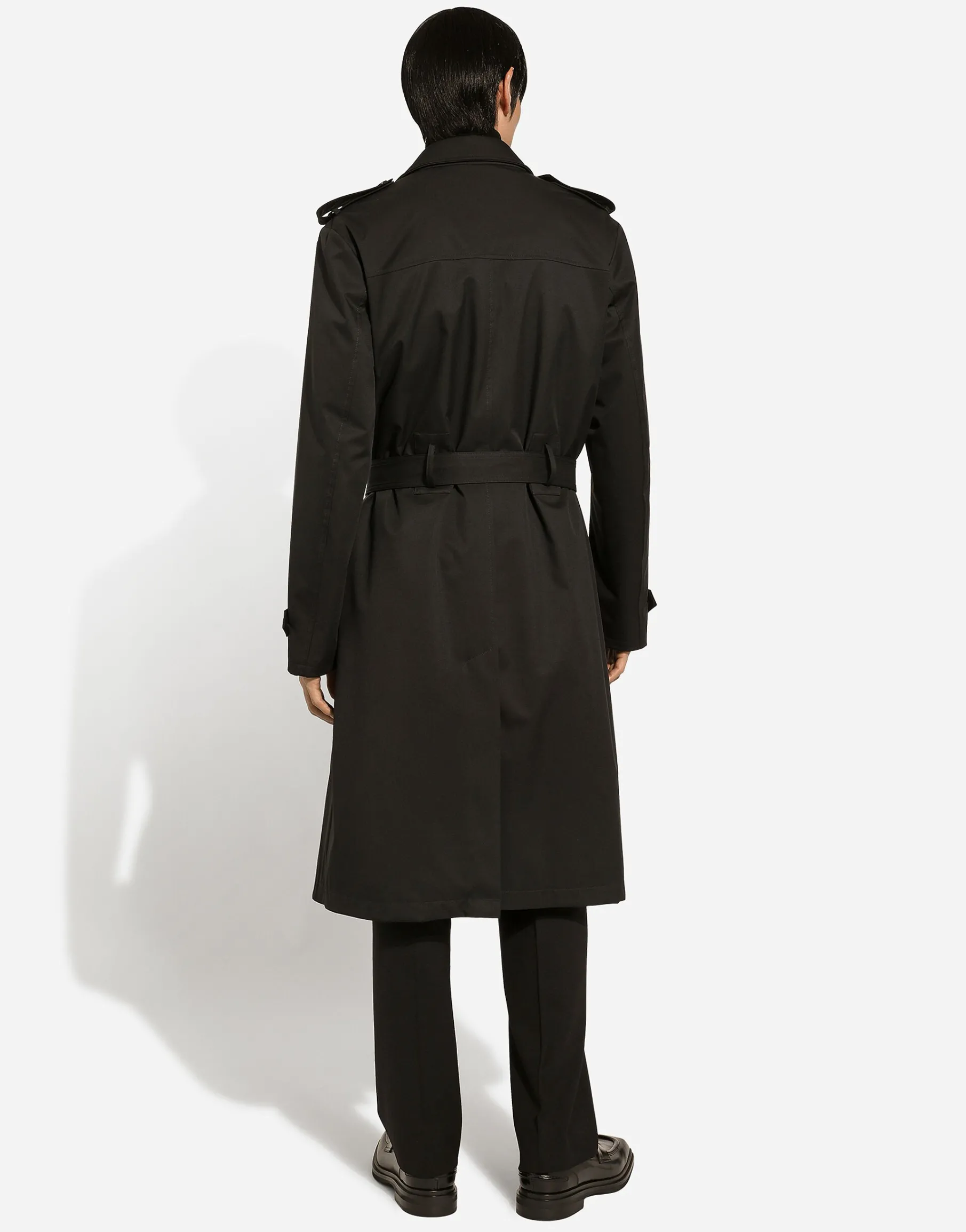Nylon double-breasted trench coat