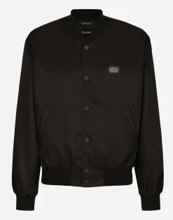 Nylon jacket with branded tag