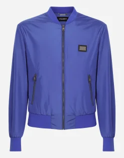Nylon jacket with branded tag