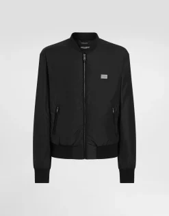 Nylon jacket with branded tag