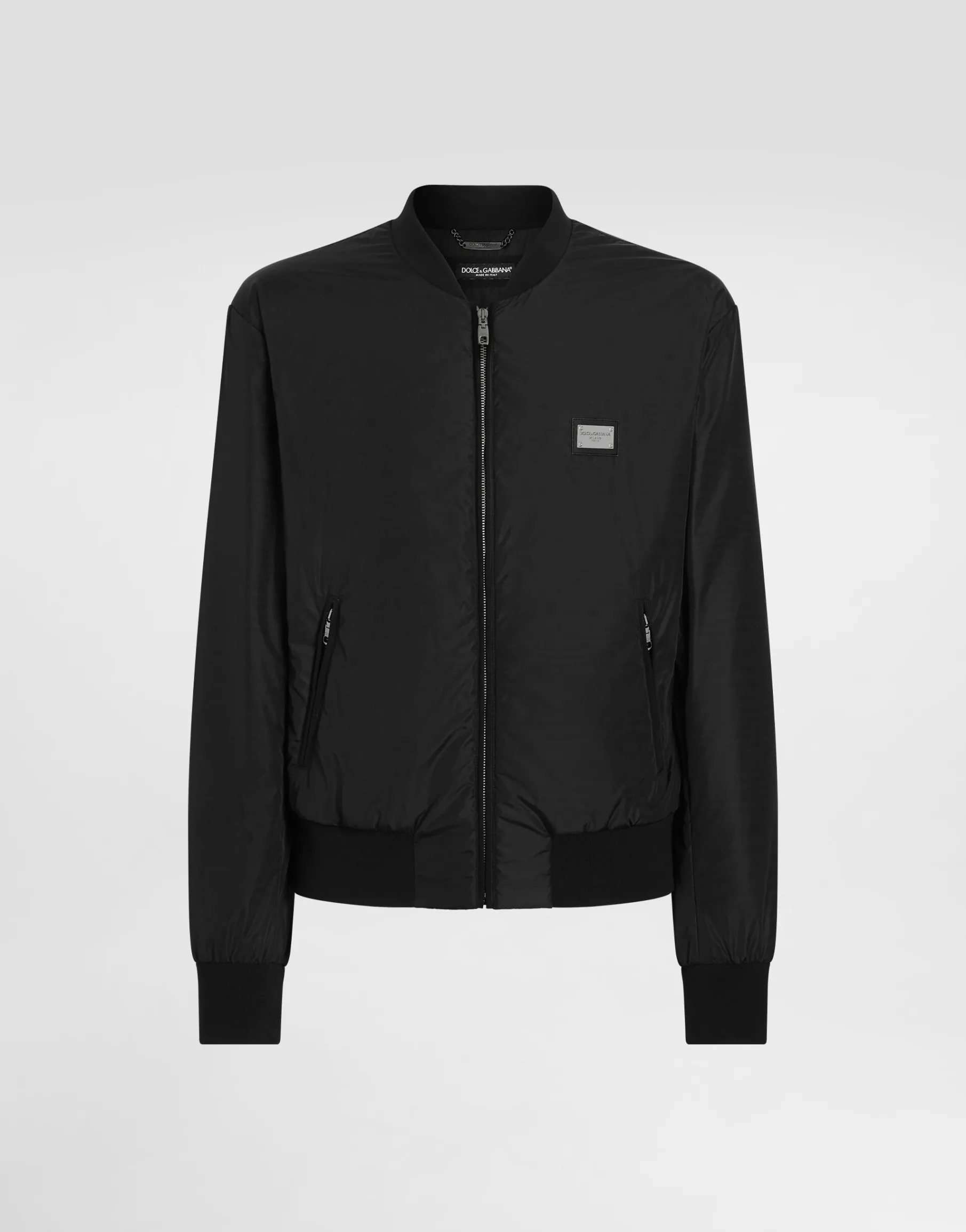 Nylon jacket with branded tag