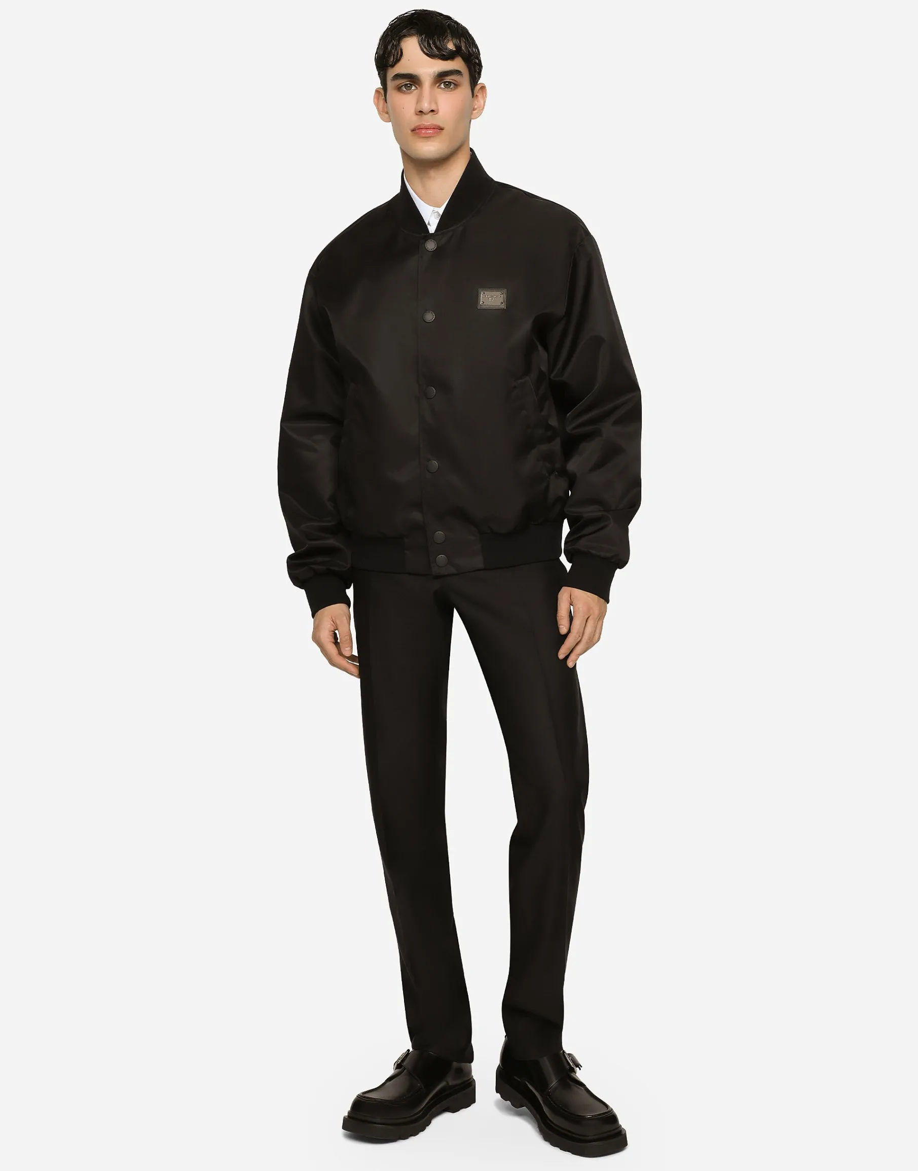 Nylon jacket with branded tag