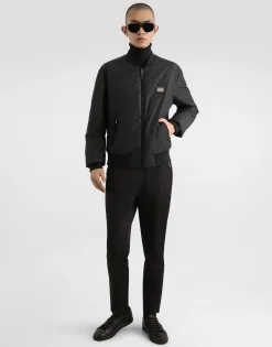 Nylon jacket with branded tag