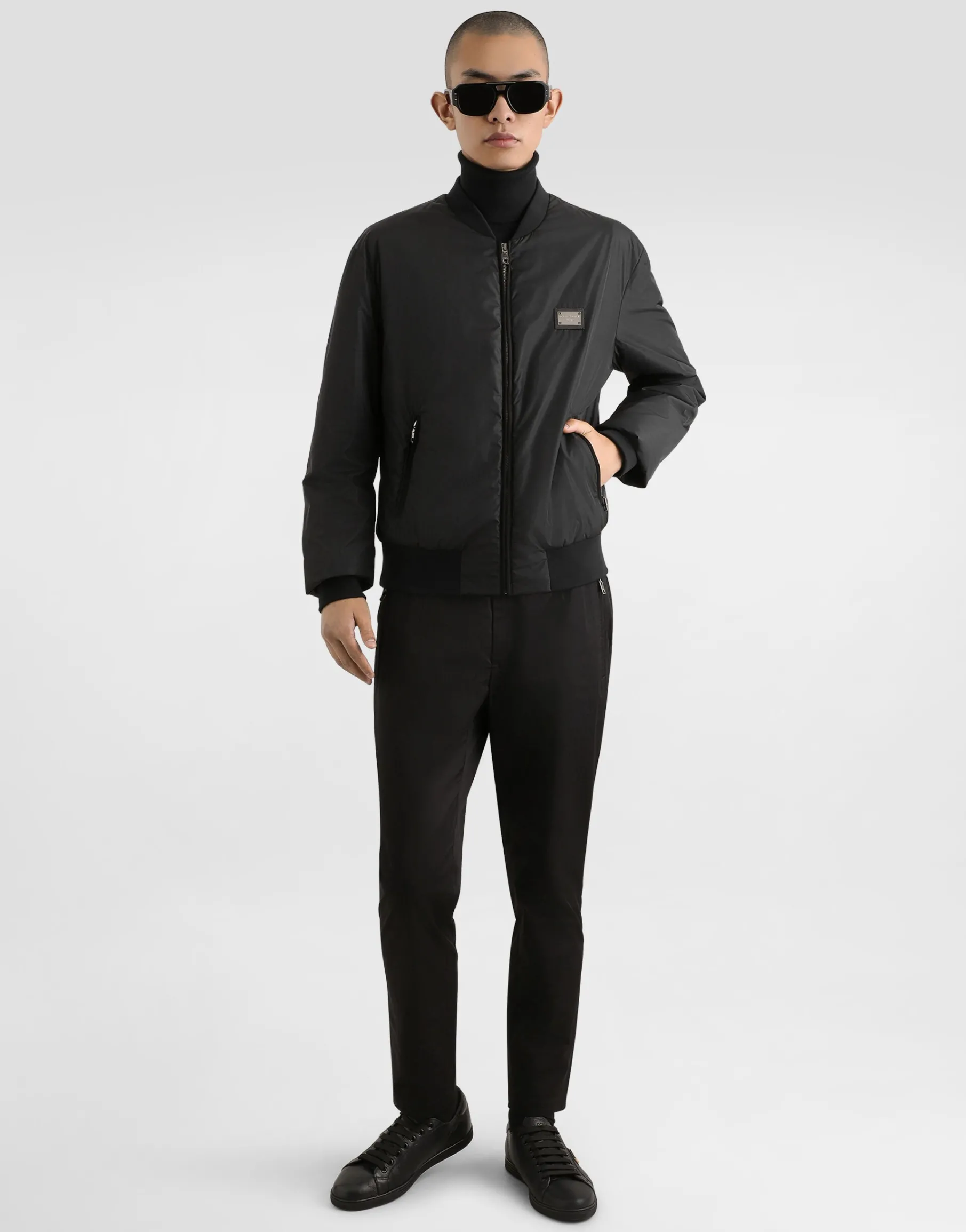 Nylon jacket with branded tag