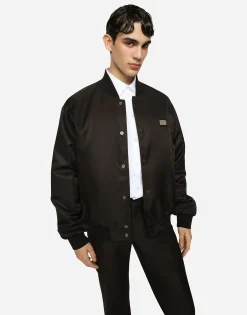 Nylon jacket with branded tag