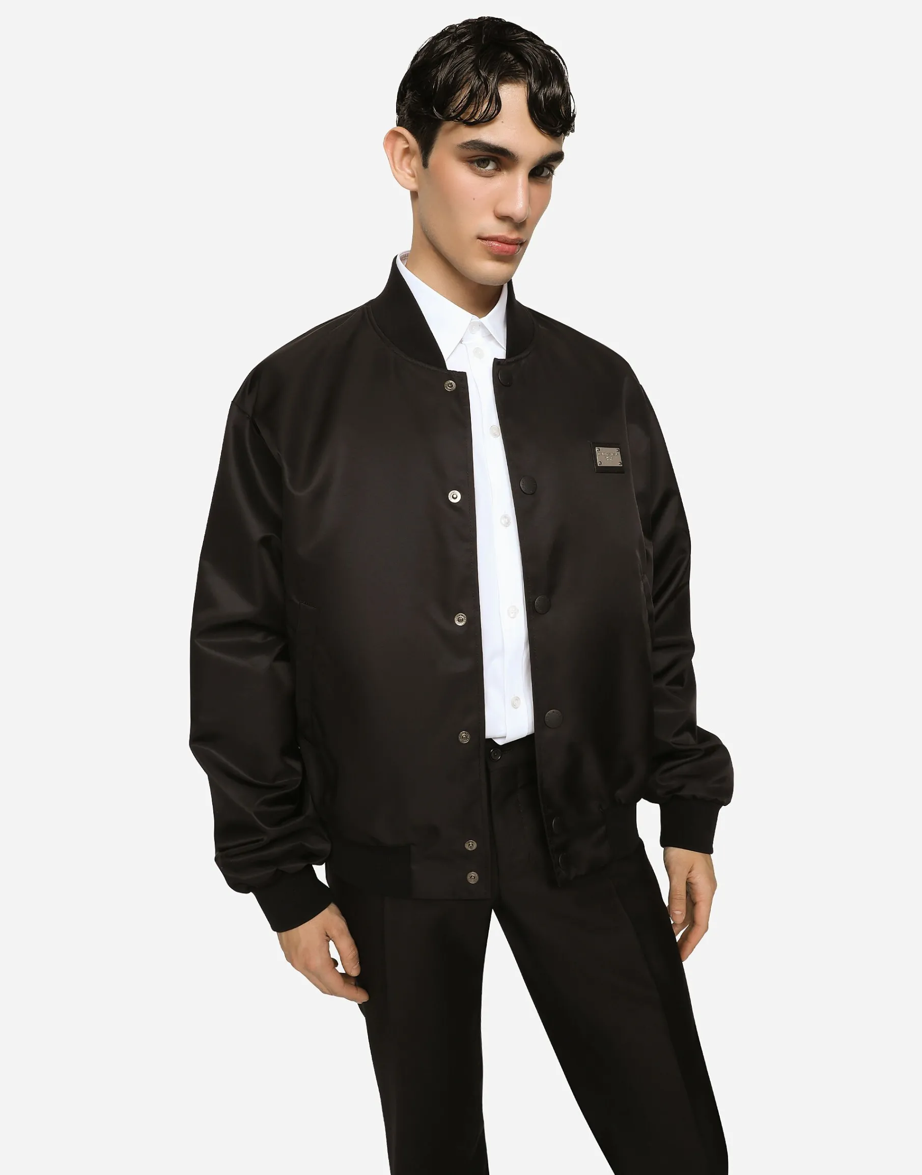 Nylon jacket with branded tag