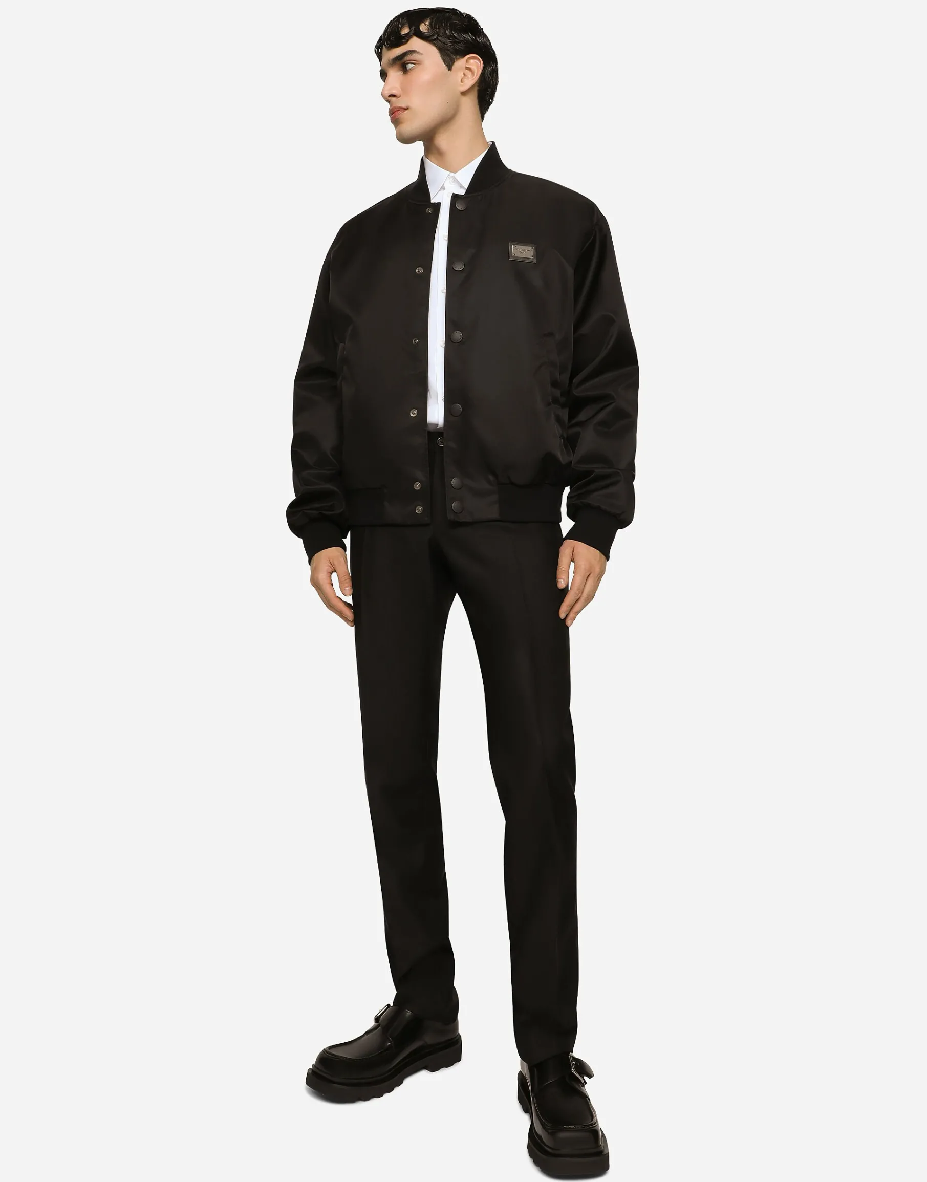 Nylon jacket with branded tag
