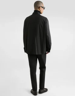 Nylon shirt with logo tag