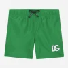 Nylon swim trunks with DG logo print