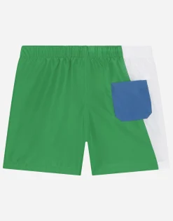 Nylon swim trunks with DG logo print