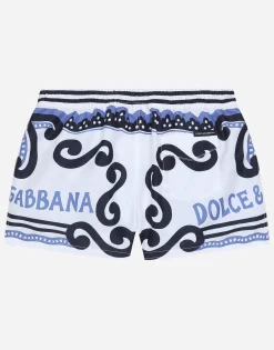 Nylon swim trunks with Marina print