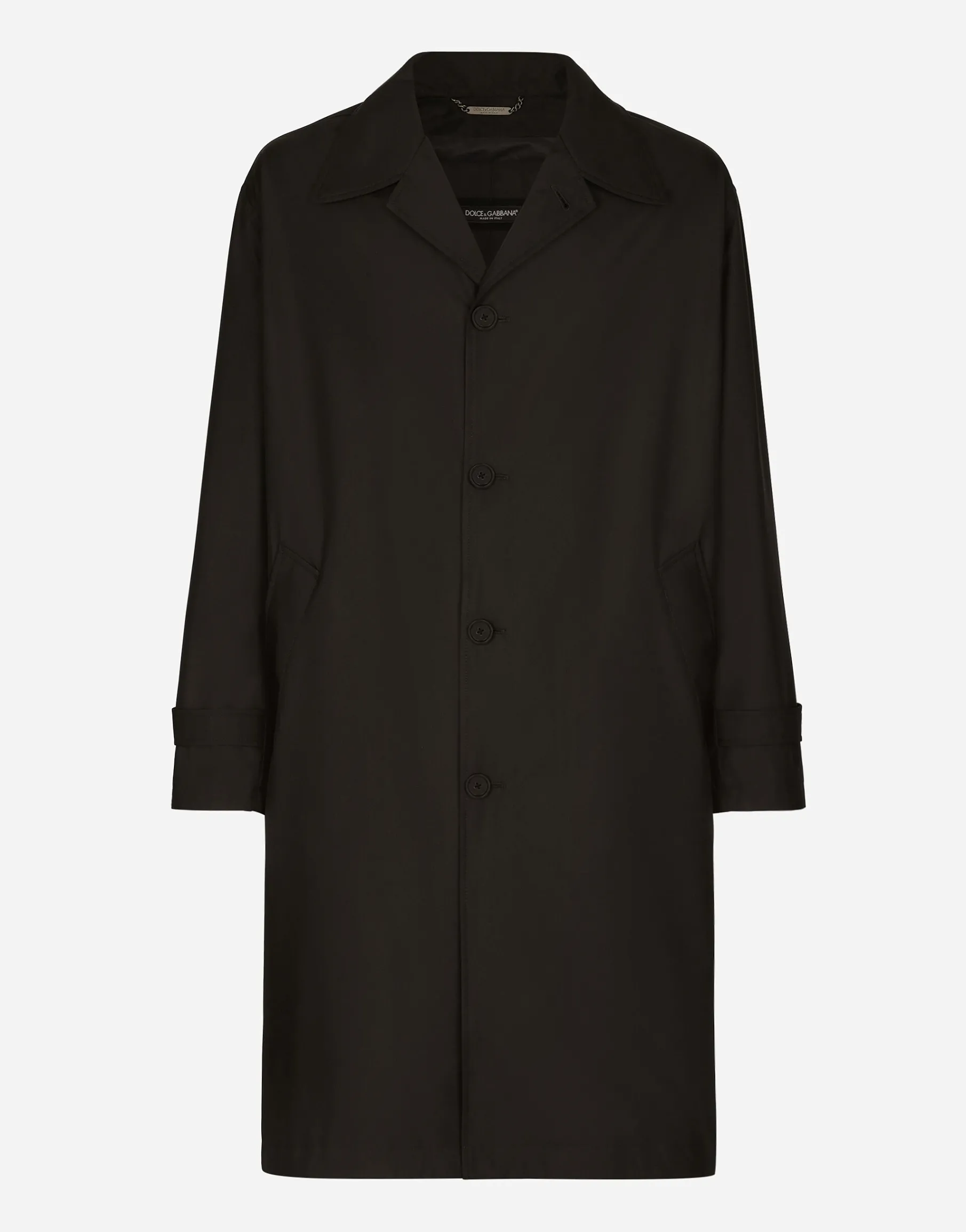 Nylon trench coat with logo tag