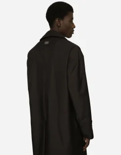 Nylon trench coat with logo tag