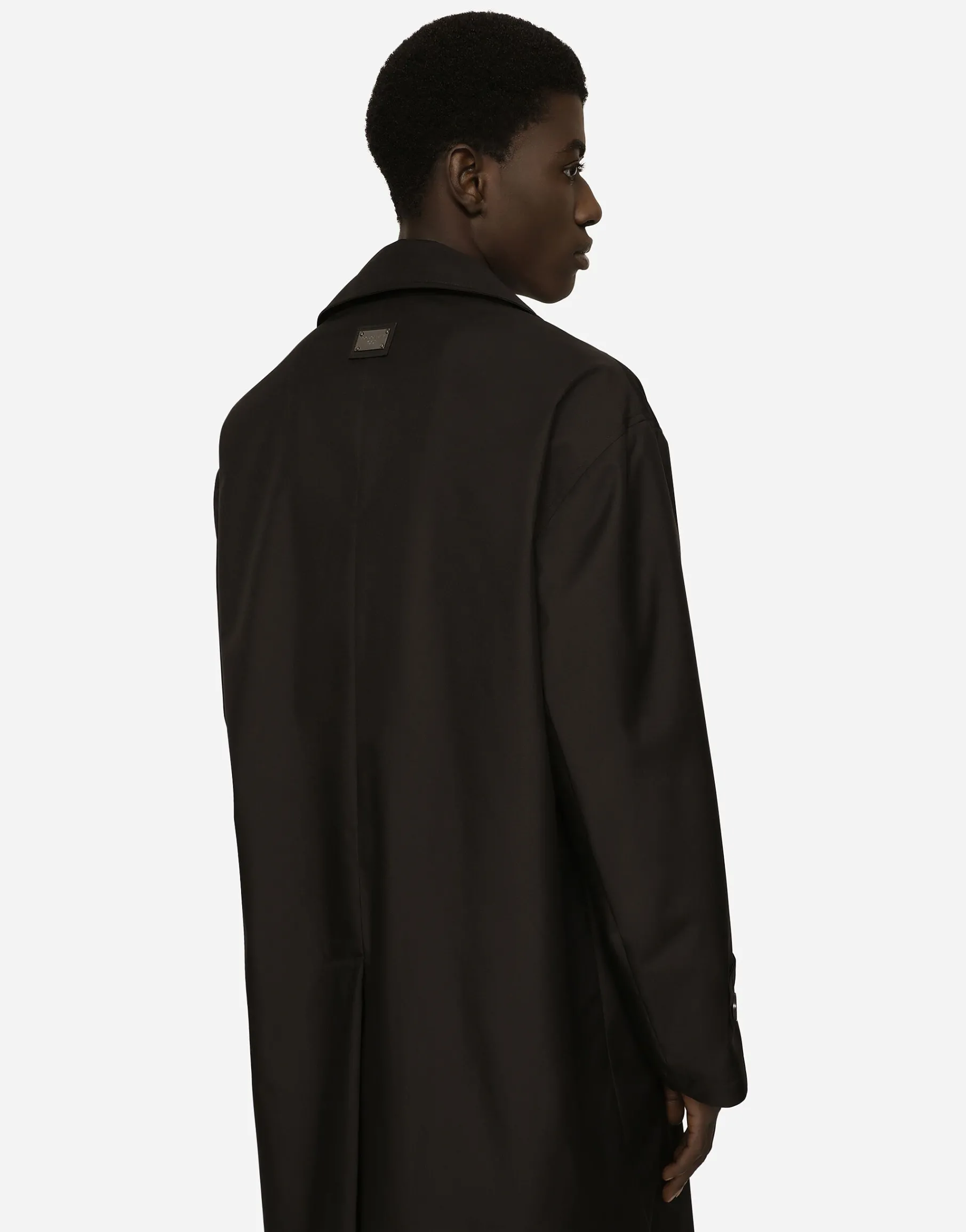 Nylon trench coat with logo tag
