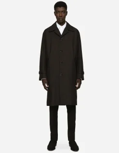 Nylon trench coat with logo tag