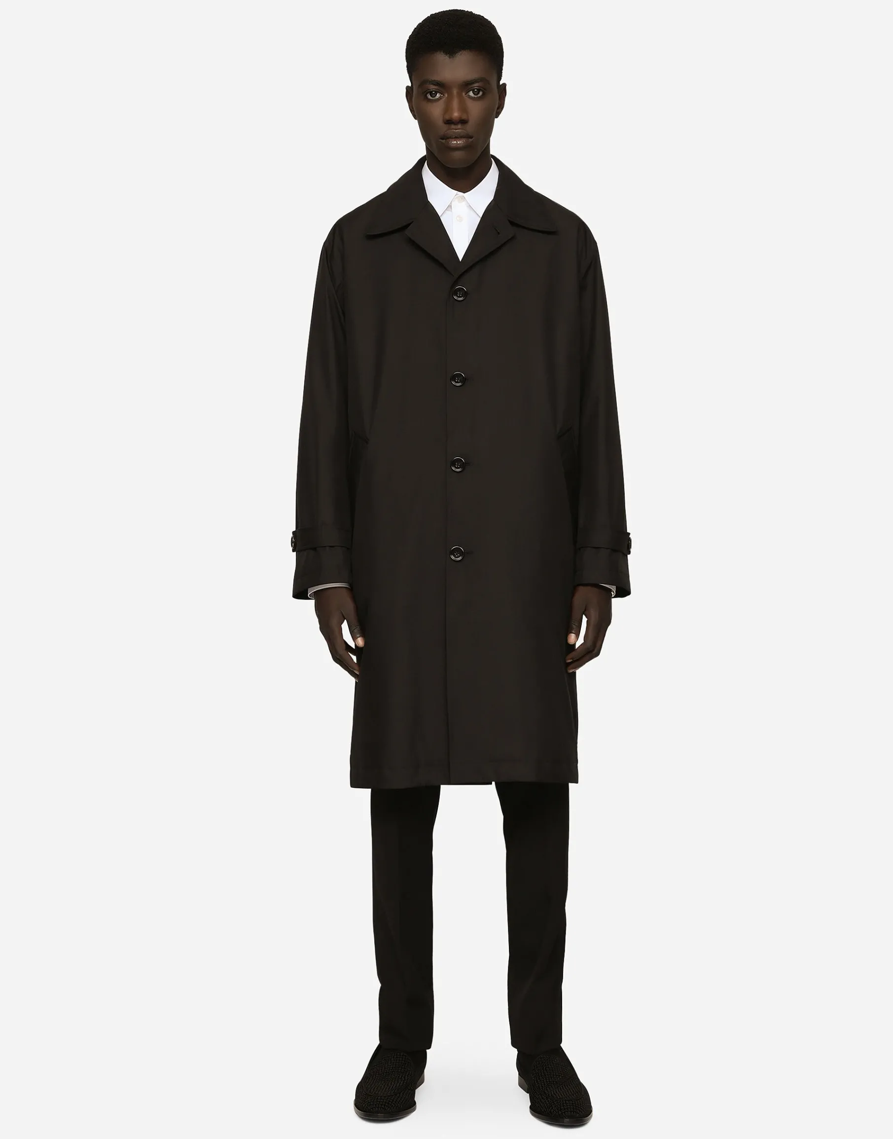 Nylon trench coat with logo tag