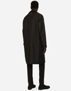 Nylon trench coat with logo tag