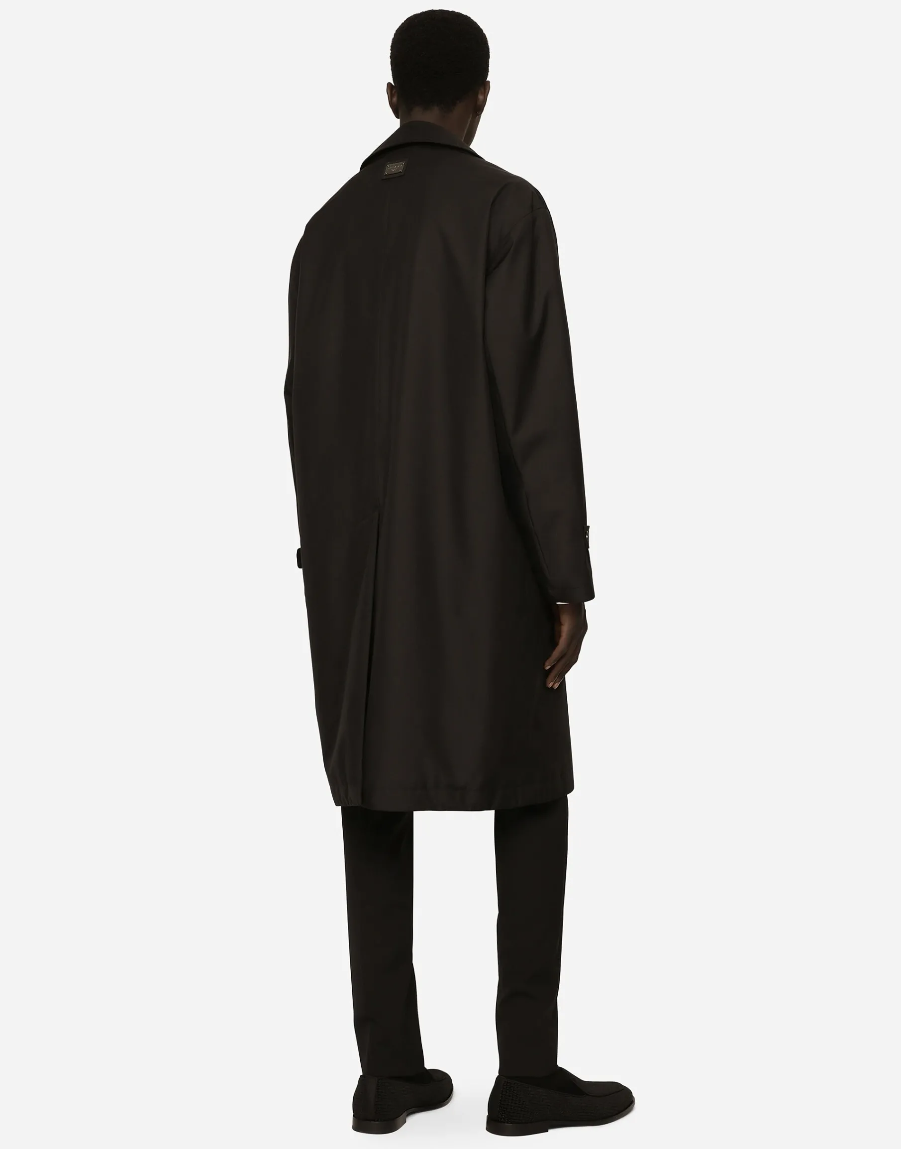 Nylon trench coat with logo tag