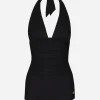 One-piece swimsuit with plunging neckline