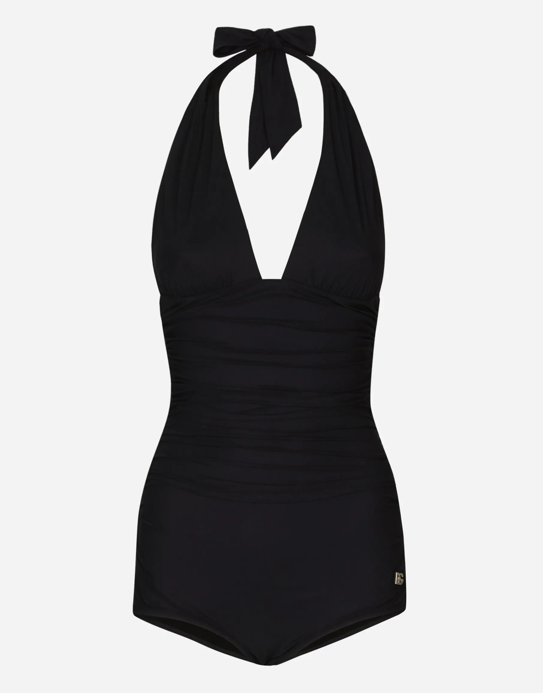 One-piece swimsuit with plunging neckline