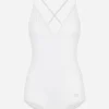 One-piece swimsuit with plunging neckline
