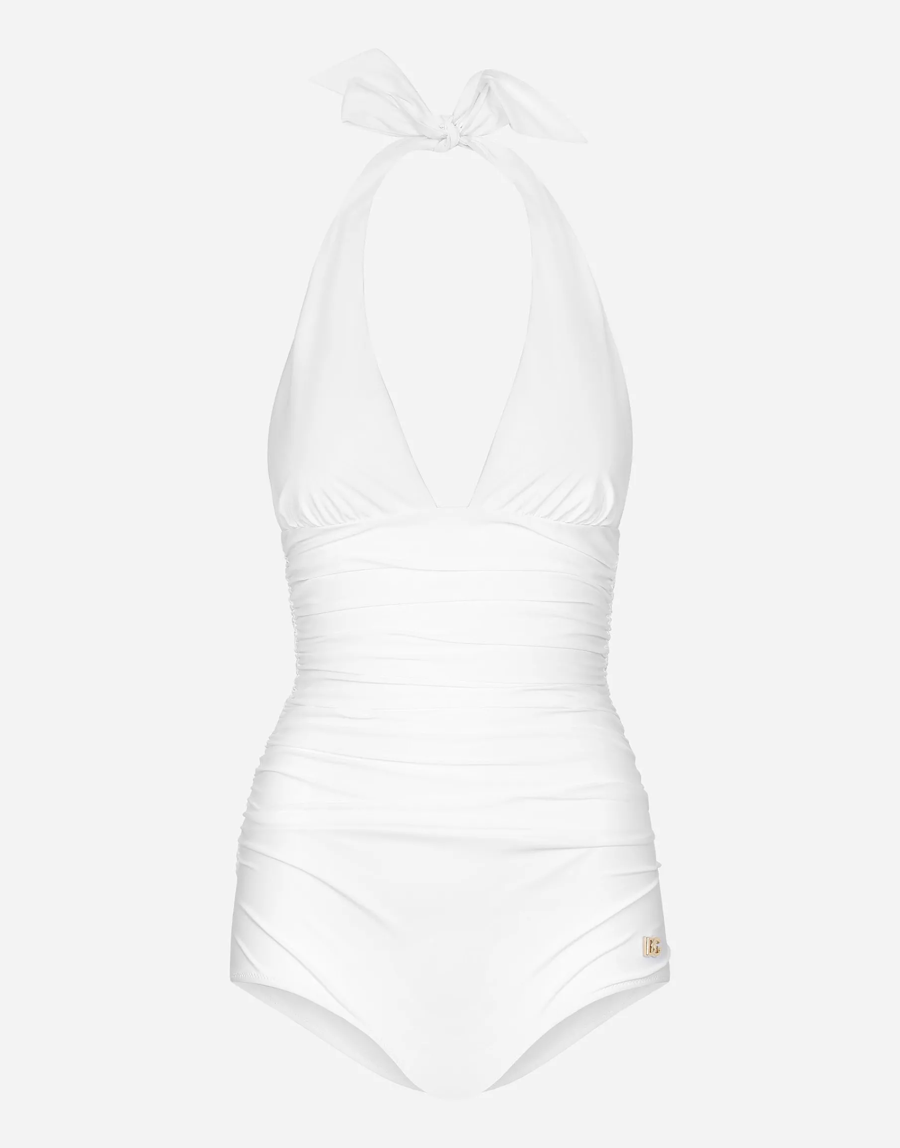 One-piece swimsuit with plunging neckline