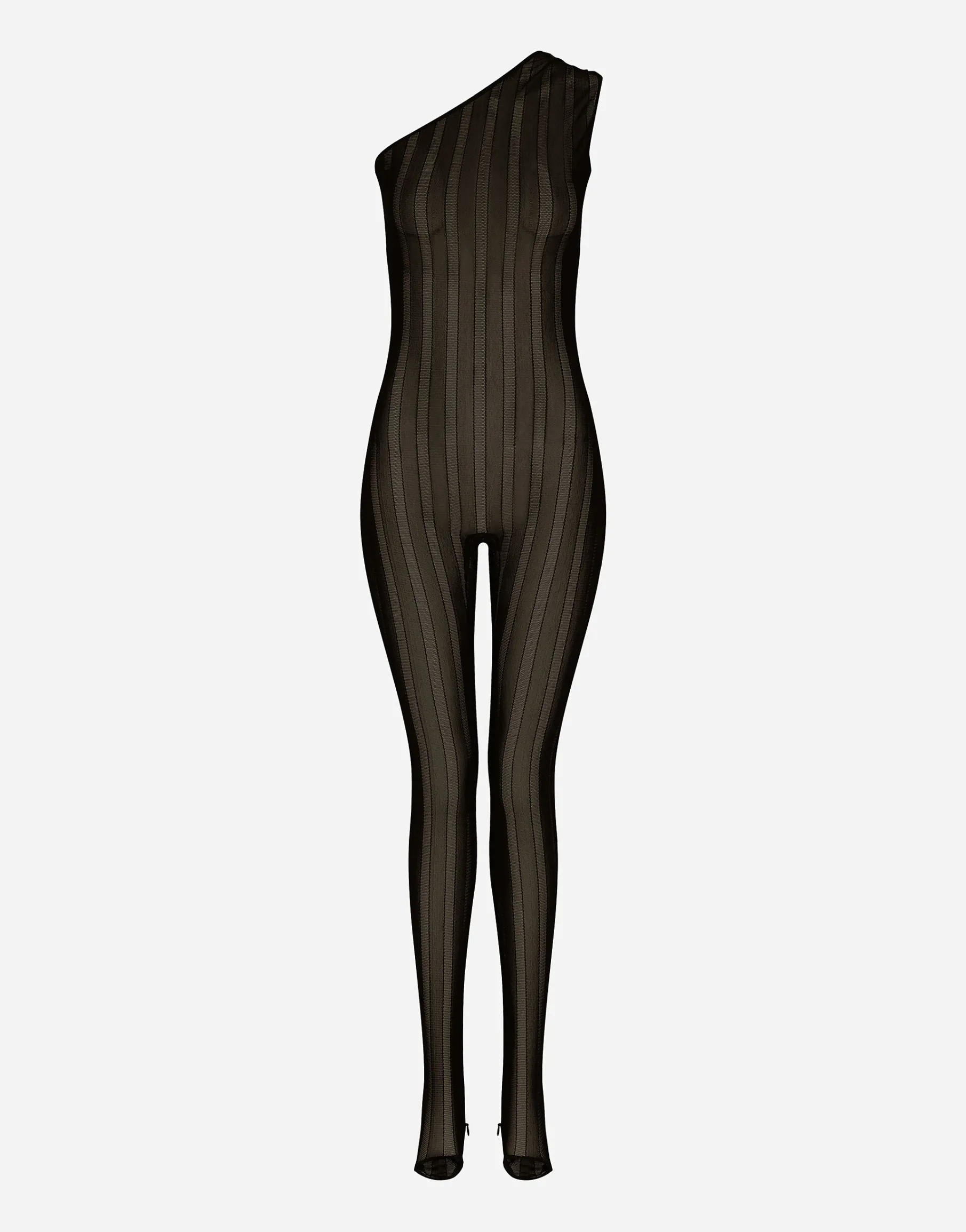 One-shoulder tulle jacquard jumpsuit