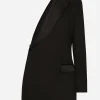 One-shoulder wool gabardine jacket