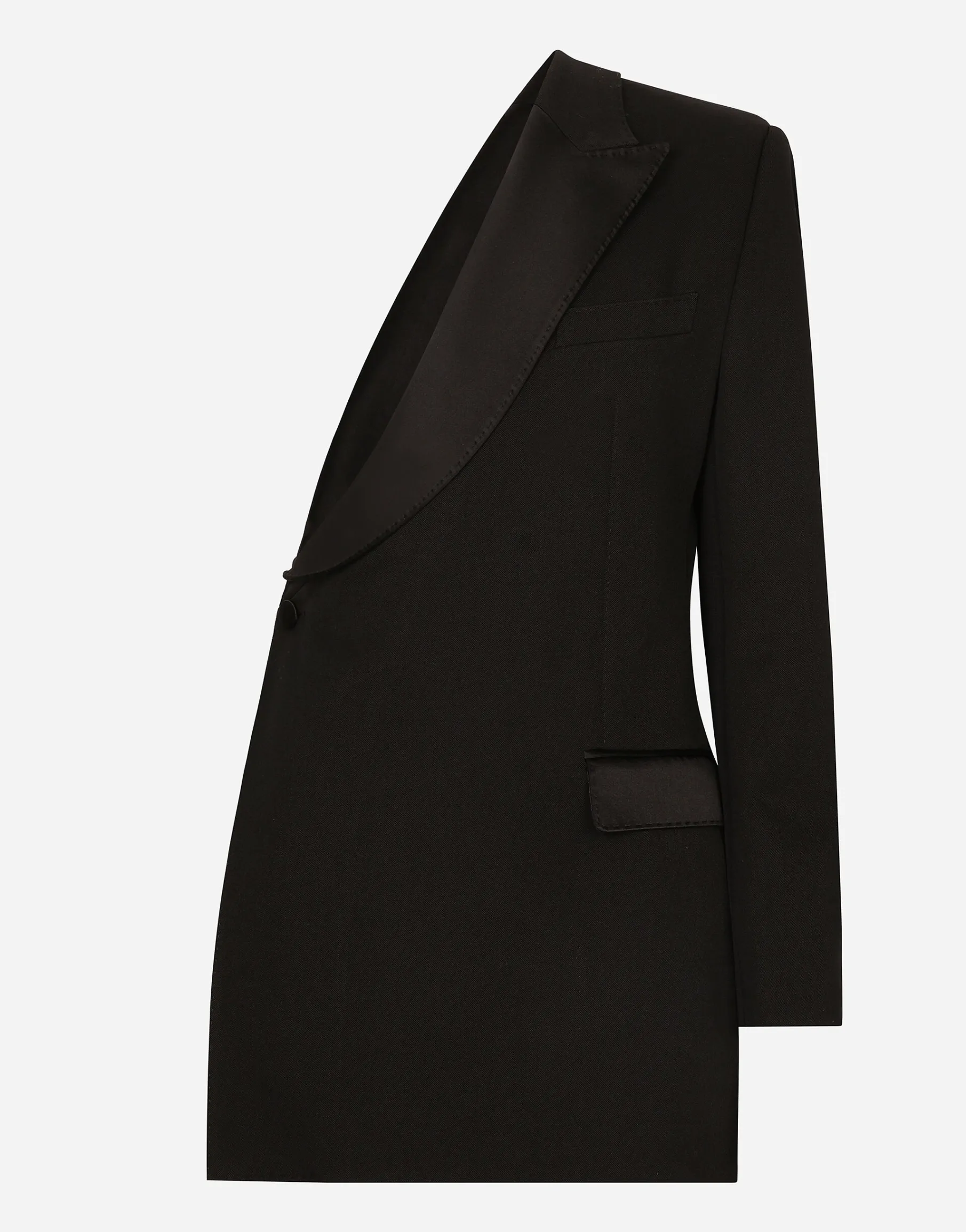 One-shoulder wool gabardine jacket