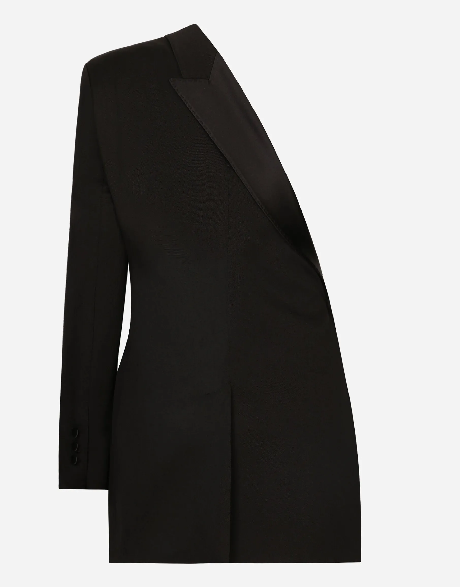One-shoulder wool gabardine jacket