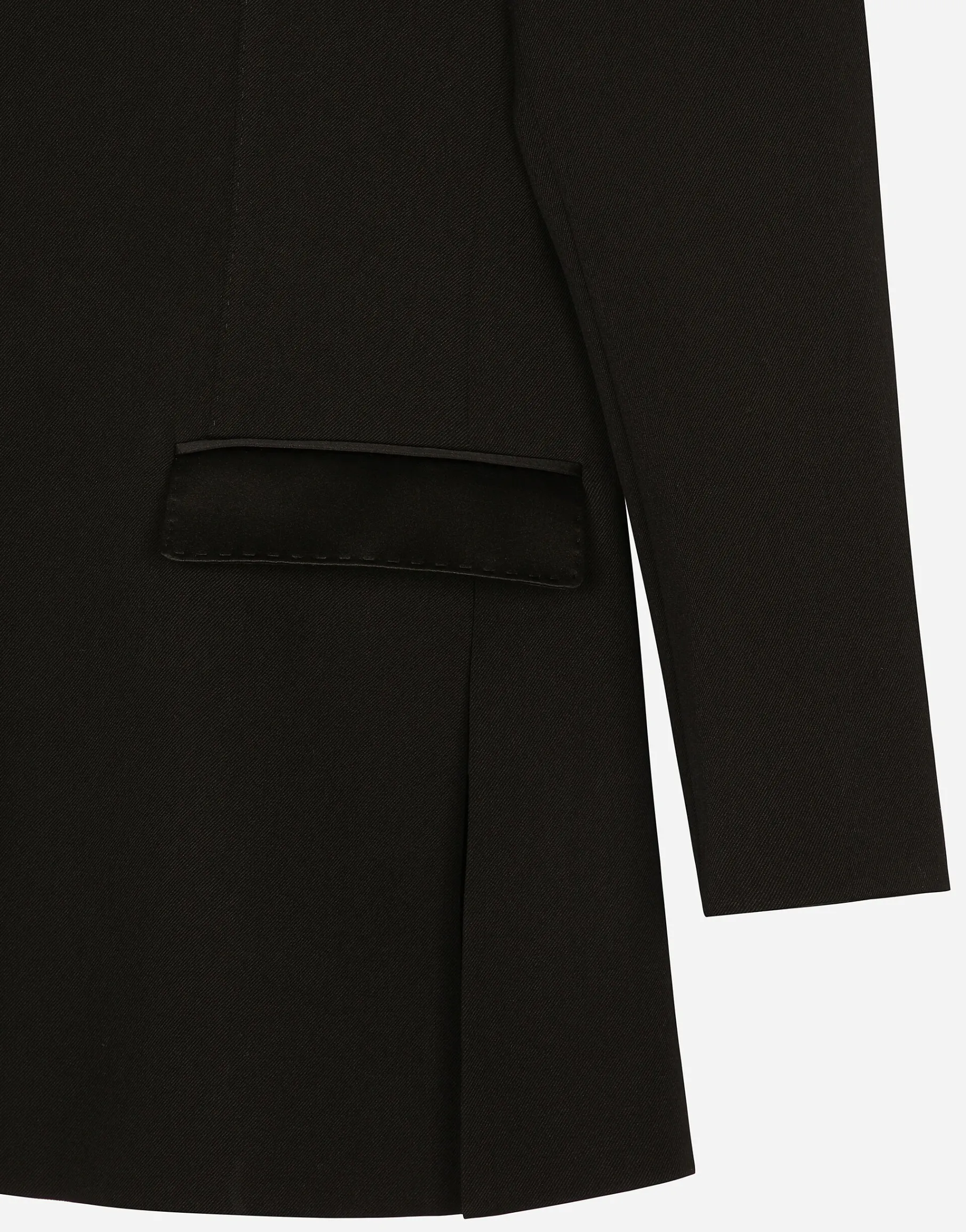 One-shoulder wool gabardine jacket