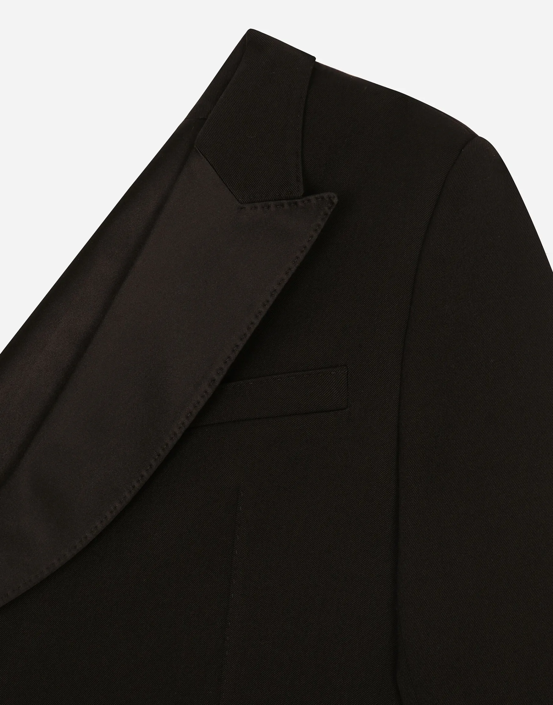 One-shoulder wool gabardine jacket
