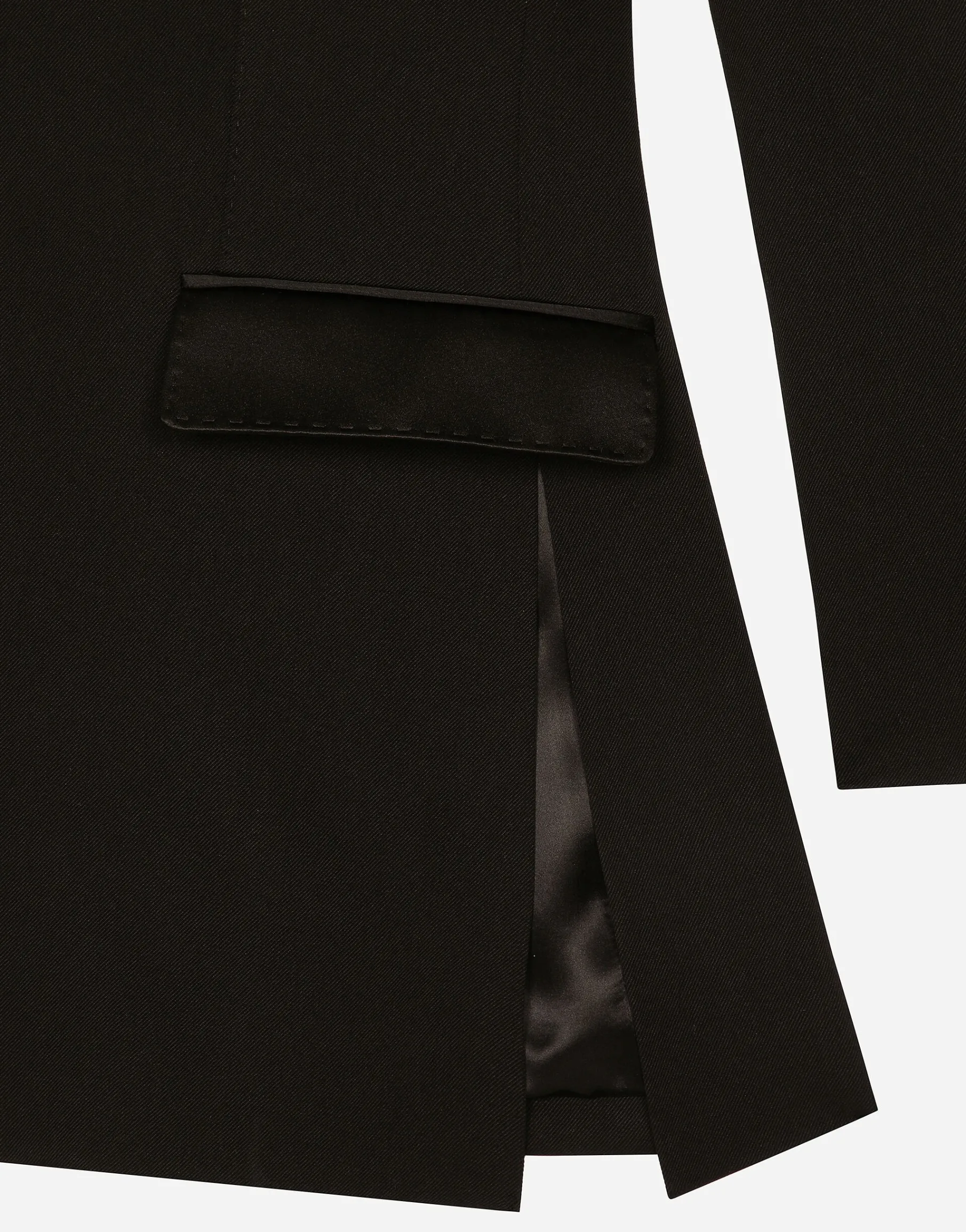 One-shoulder wool gabardine jacket
