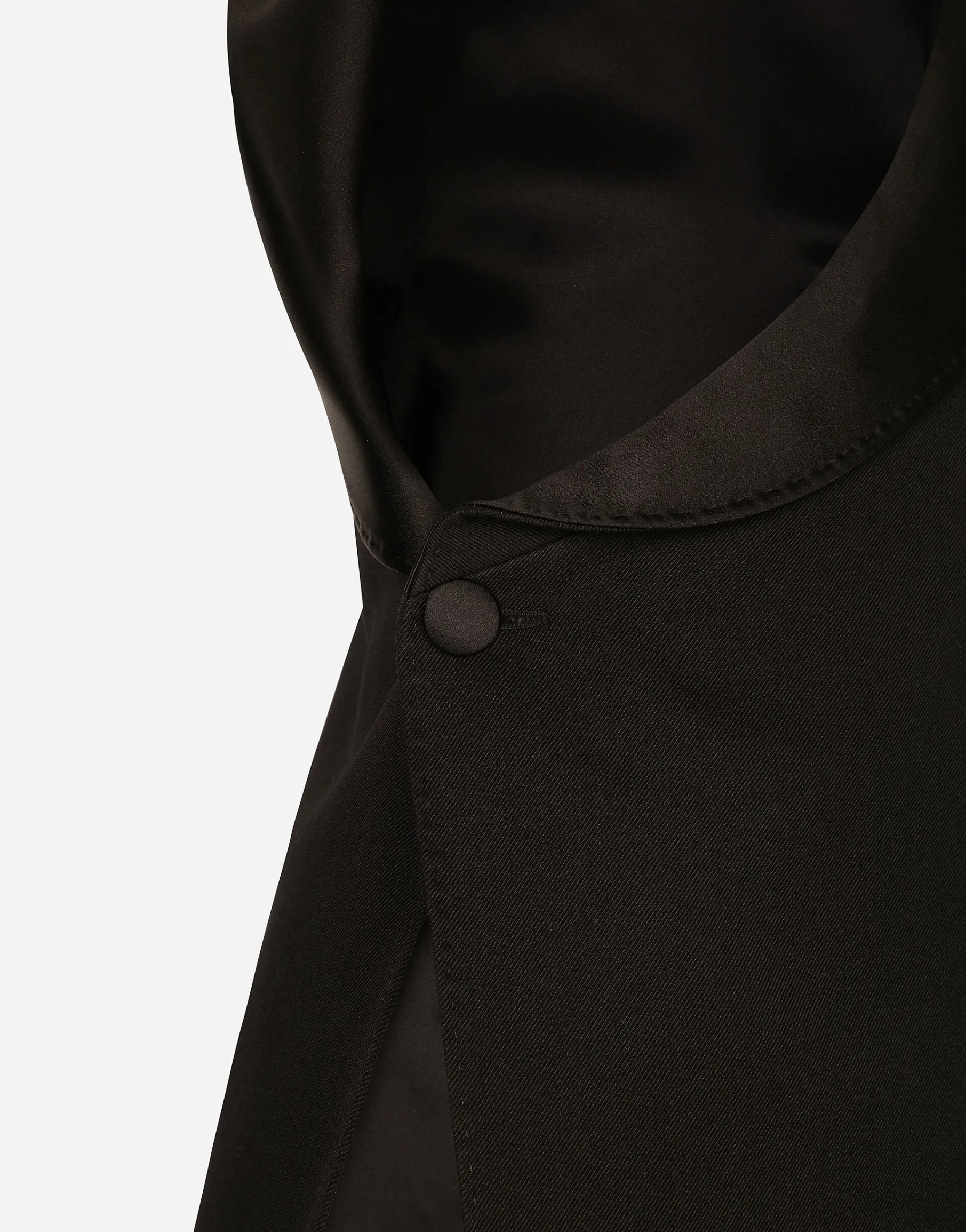 One-shoulder wool gabardine jacket