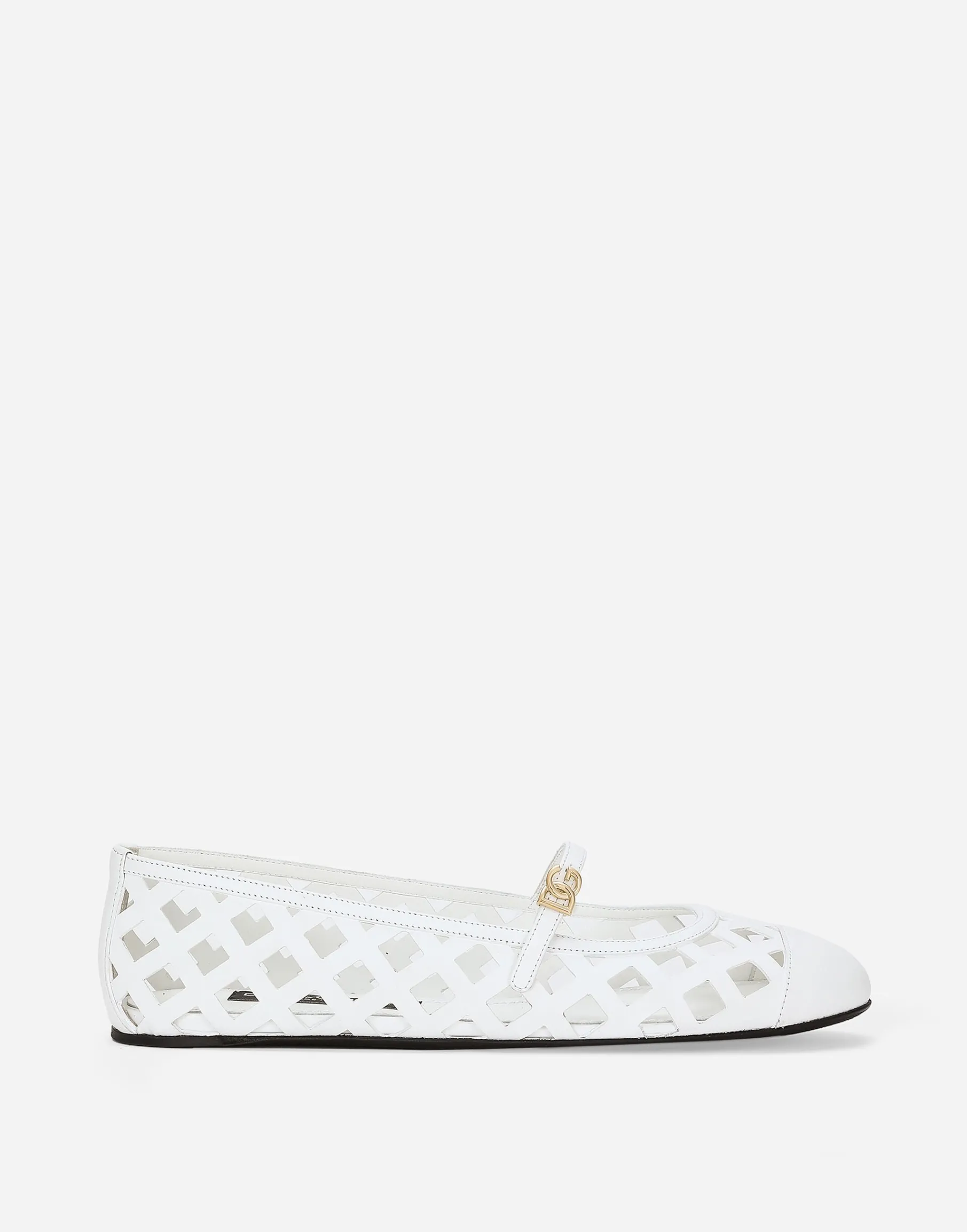 Openwork calfskin ballet flats