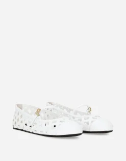 Openwork calfskin ballet flats