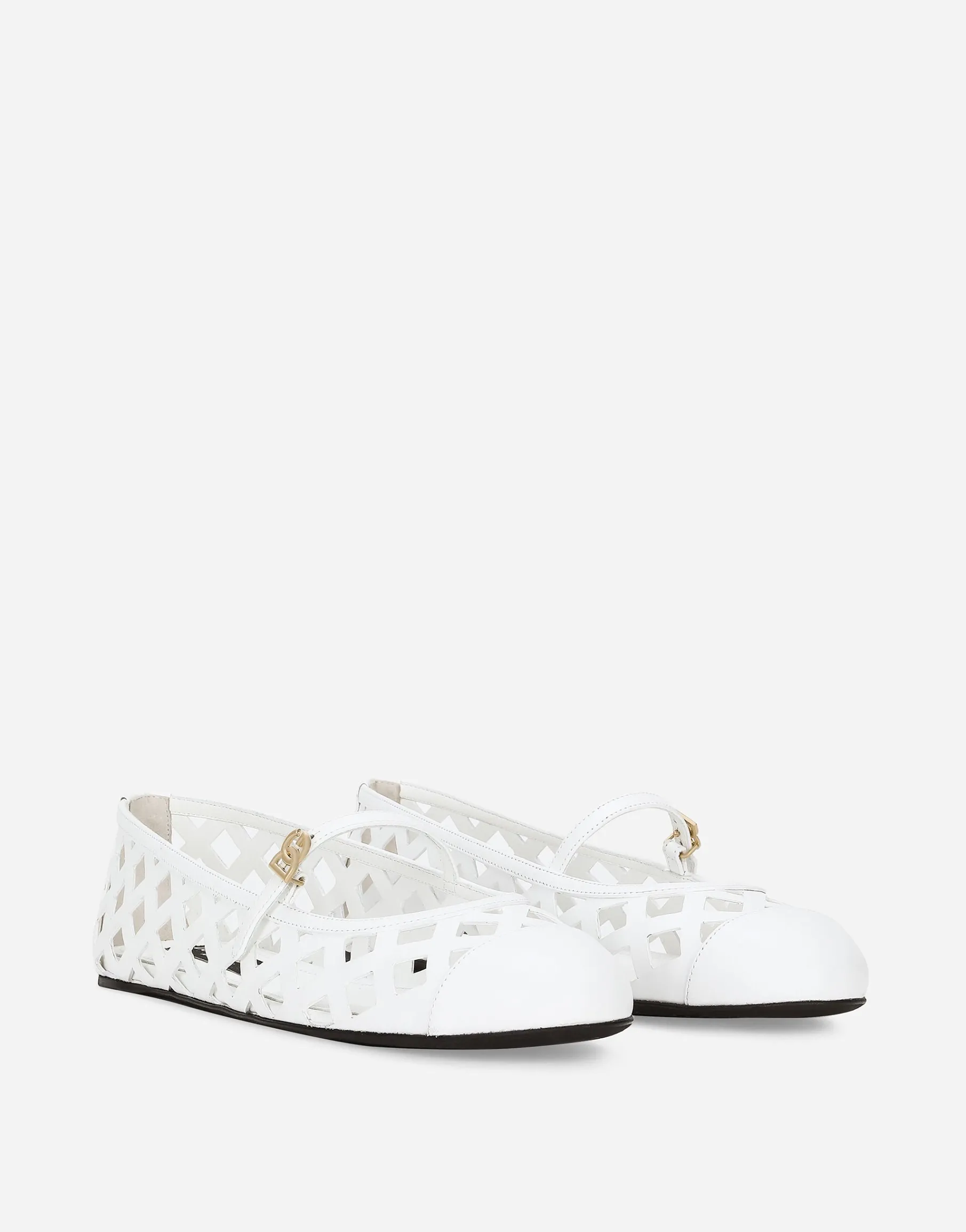 Openwork calfskin ballet flats