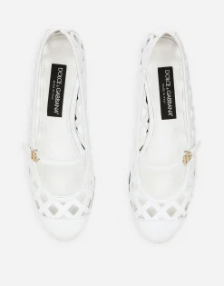 Openwork calfskin ballet flats