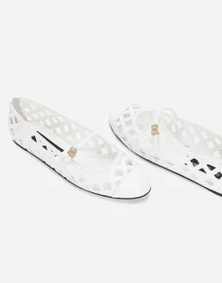 Openwork calfskin ballet flats