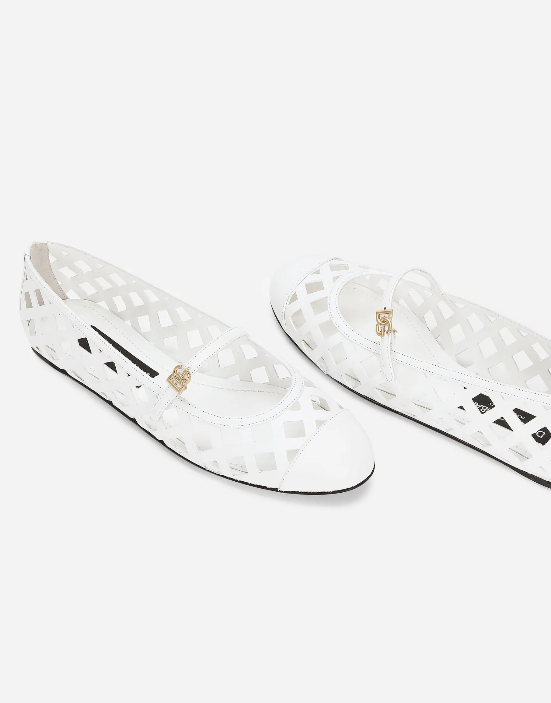 Openwork calfskin ballet flats