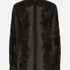 Organza shirt with lace appliqués