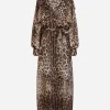 Organza trench coat with leopard print