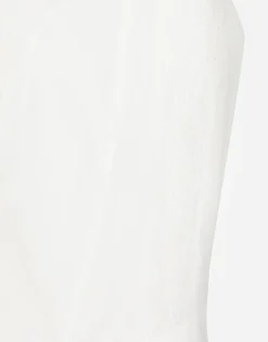 Organzine and lace calf-length dress with asymmetrical neckline